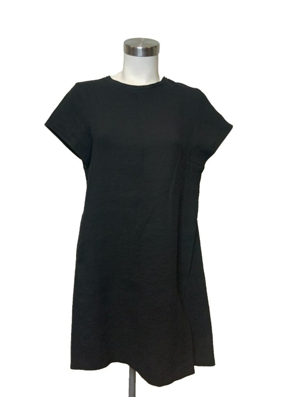 Bimba Y Lola Black Linen Back Zip Shift Dress, Size Large